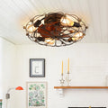 Industrial Cage Ceiling Fan Low Profile 7 Blade Fan with Remote & Light Modern Rustic Cooling for Small Spaces