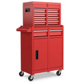 2 in 1 Rolling Tool Chest, 5-Drawer Tool Storage Cabinet with Wheels, Adjustable Shelf, Tool Box Organizer for Garage Warehouse Workshop